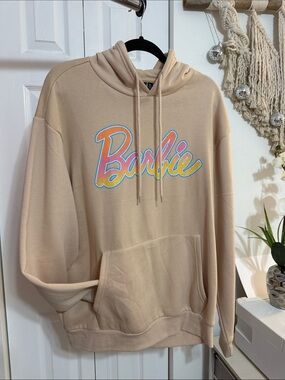 Barbie Beige Hoodie with Pink-Orange-Yellow Script